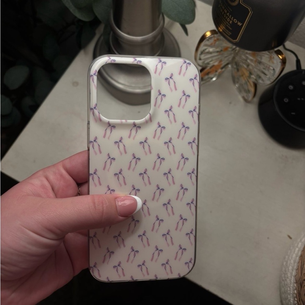 Pink Bow Pattern Phone Case - White Background
